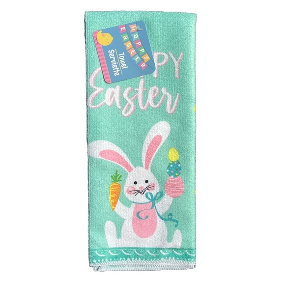 NWT GREEN AND WHITE EASTER DECORATIVE TOWEL - Picture 1 of 3